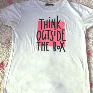Think Outside The Box shirt from SHEIN pink,black,and white